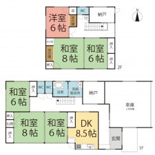 越前市下太田町、中古一戸建ての間取り画像です