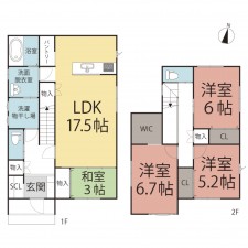 福井市下荒井町、新築一戸建ての間取り画像です