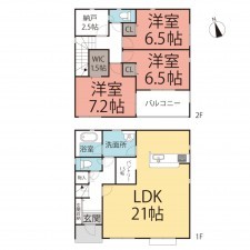 鯖江市下河端町、新築一戸建ての間取り画像です
