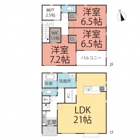 鯖江市下河端町、新築一戸建ての間取り画像です