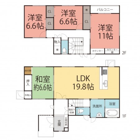 鯖江市鳥羽、中古一戸建ての間取り画像です