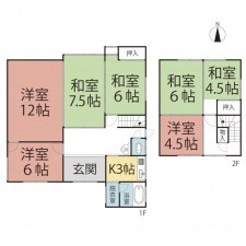 鯖江市西山町、中古一戸建ての間取り画像です