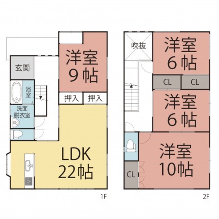 福井市東郷二ケ町、中古一戸建ての間取り画像です