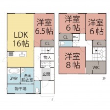 越前市沢町、新築一戸建ての間取り画像です