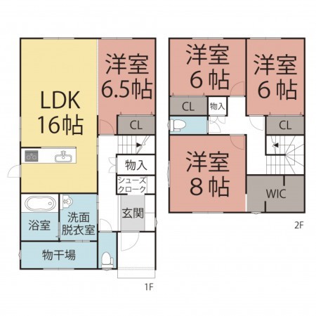 越前市沢町、新築一戸建ての間取り画像です