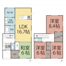 越前市沢町、新築一戸建ての間取り画像です