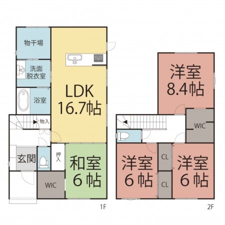 越前市沢町、新築一戸建ての間取り画像です