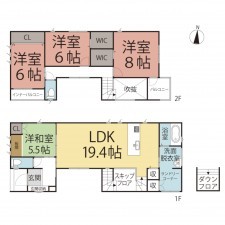 越前市稲寄町、新築一戸建ての間取り画像です