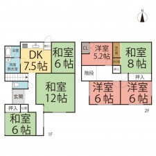 越前市片屋町、中古一戸建ての間取り画像です