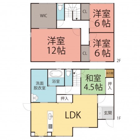 鯖江市糺町、中古一戸建ての間取り画像です