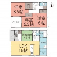 鯖江市住吉町、新築一戸建ての間取り画像です