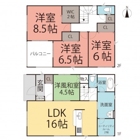 鯖江市住吉町、新築一戸建ての間取り画像です