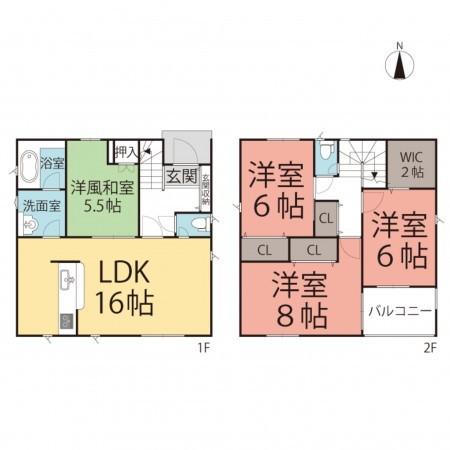 鯖江市住吉町、新築一戸建ての間取り画像です