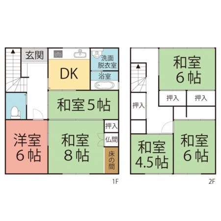 越前市国府、中古一戸建ての間取り画像です