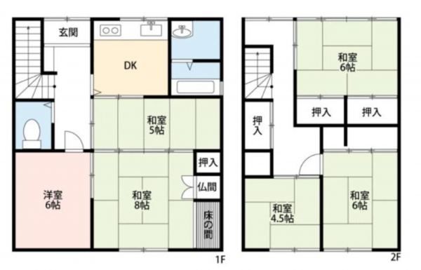 越前市国府、中古一戸建ての間取り画像です