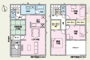 鯖江市下河端町、新築一戸建ての間取り画像です