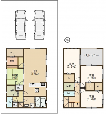 鯖江市糺町、中古一戸建ての間取り画像です