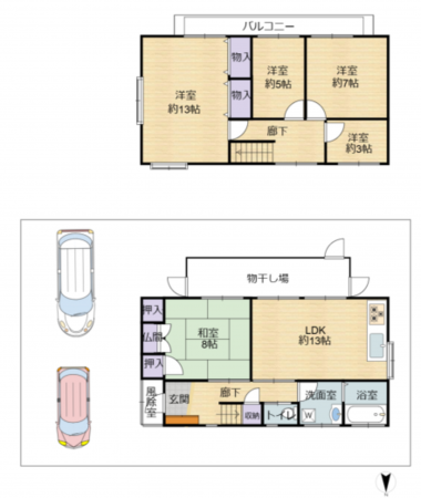 越前市北町、中古一戸建ての間取り画像です