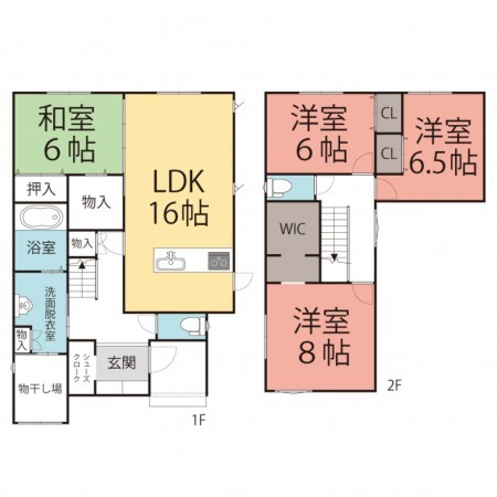 越前市稲寄町、新築一戸建ての間取り画像です
