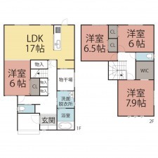 越前市稲寄町、新築一戸建ての間取り画像です