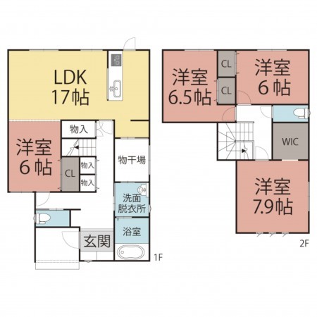 越前市稲寄町、新築一戸建ての間取り画像です