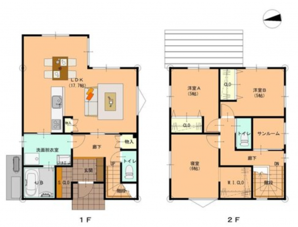 福井市光陽、新築一戸建ての間取り画像です