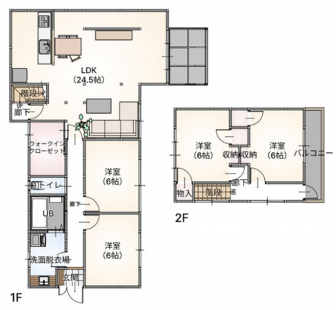 鯖江市御幸町、中古一戸建ての間取り画像です