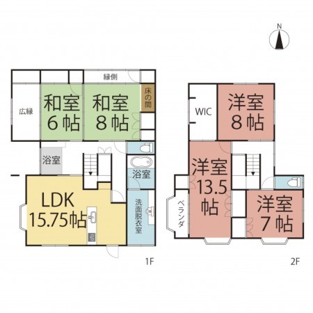 鯖江市平井町、中古一戸建ての間取り画像です