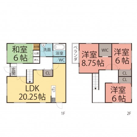 鯖江市神明町、中古一戸建ての間取り画像です