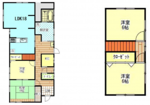 鯖江市入町、中古一戸建ての間取り画像です