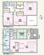 越前市姫川、新築一戸建ての間取り画像です