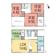 越前市姫川、新築一戸建ての間取り画像です