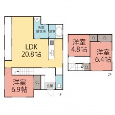 鯖江市糺町、中古一戸建ての間取り画像です