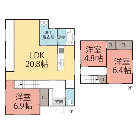 鯖江市糺町、中古一戸建ての間取り画像です
