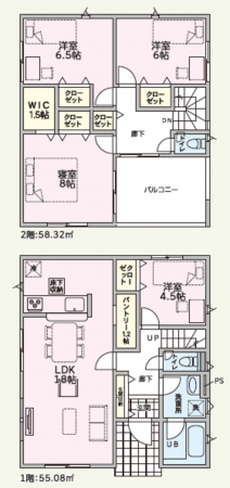 越前市矢放町、新築一戸建ての間取り画像です