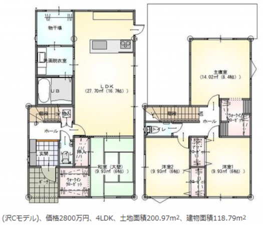 越前市沢町、新築一戸建ての間取り画像です