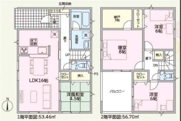 鯖江市新横江、新築一戸建ての間取り画像です