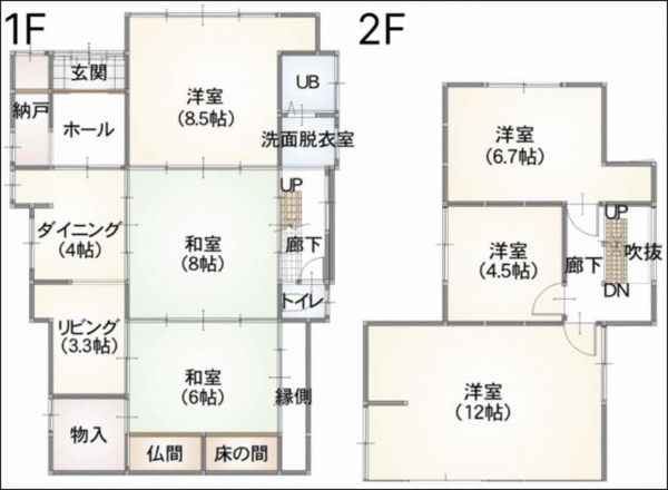鯖江市西袋町、中古一戸建ての間取り画像です