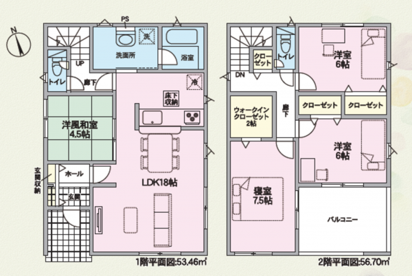 鯖江市下河端町、新築一戸建ての間取り画像です