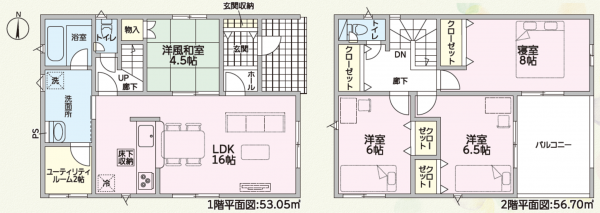 鯖江市鳥羽、新築一戸建ての間取り画像です