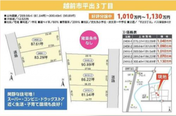 越前市平出、土地の画像です