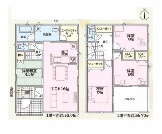 鯖江市住吉町、新築一戸建ての間取り画像です