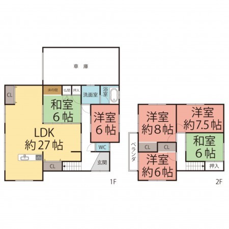 越前市家久町、中古一戸建ての間取り画像です
