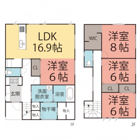 越前市村国、新築一戸建ての間取り画像です