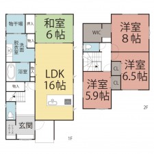 越前市村国、新築一戸建ての間取り画像です