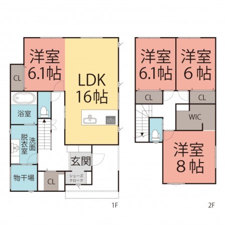 越前市村国、新築一戸建ての間取り画像です