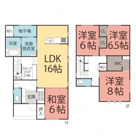 越前市村国、新築一戸建ての間取り画像です