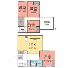 越前市今宿町、中古一戸建ての間取り画像です