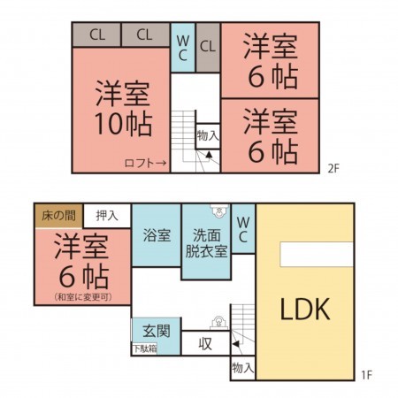 越前市南、中古一戸建ての間取り画像です
