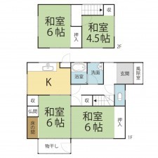 鯖江市下野田町、中古一戸建ての間取り画像です